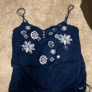 Hollister embroidered tank with cinch waist L